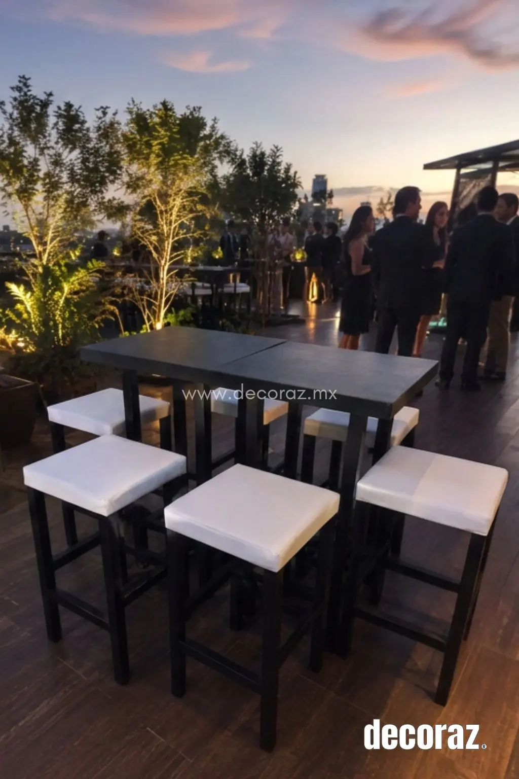 Mesa alta lounge chocolate 6 personas evento CDMX